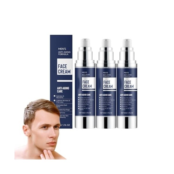 Hydratant visage 6 en 1 pour homme - Crème anti-âge pour réduire les poches et les gonflements sous les yeux, Lotion visage r...