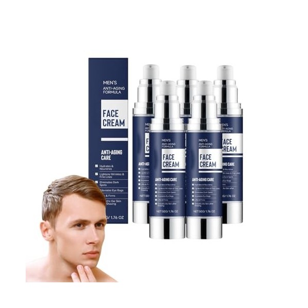 Hydratant visage 6 en 1 pour homme - Crème anti-âge pour réduire les poches et les gonflements sous les yeux, Lotion visage r...