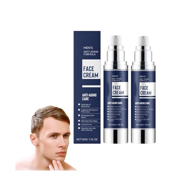 Hydratant visage 6 en 1 pour homme - Crème anti-âge pour réduire les poches et les gonflements sous les yeux, Lotion visage r...