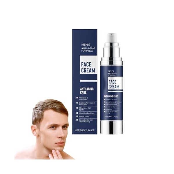 Hydratant visage 6 en 1 pour homme - Crème anti-âge pour réduire les poches et les gonflements sous les yeux, Lotion visage r...