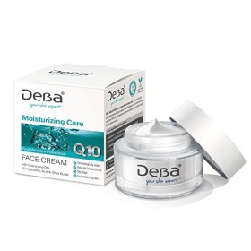 DeBa Crème hydratante pour le visage avec coenzyme Q10, acide hyaluronique 4D et beurre de karité
