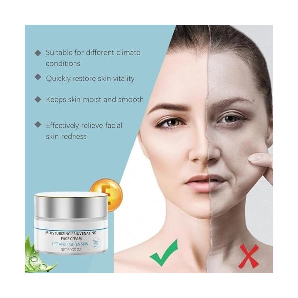 Age Defiance Crème Moisturizer with Retinol & Hyaluronic Acid, Retinol Anti-Wrinkle Moisturizer, Instant Face Lift Cream for ...