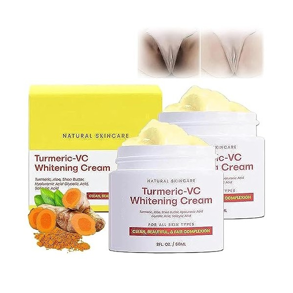 Tumeric-Vc Lot de 2 crèmes blanchissantes, crème éclaircissante pour le visage, le corps, les taches sombres, les taches de v...