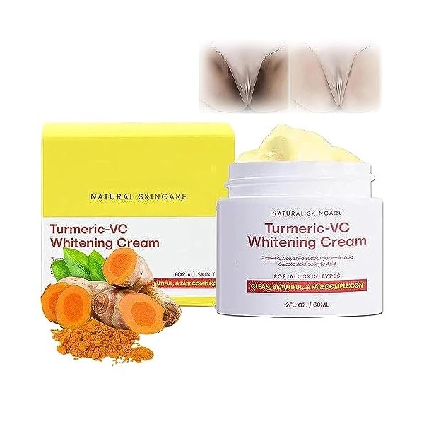 Tumeric-Vc Lot de 2 crèmes blanchissantes, crème éclaircissante pour le visage, le corps, les taches sombres, les taches de v...