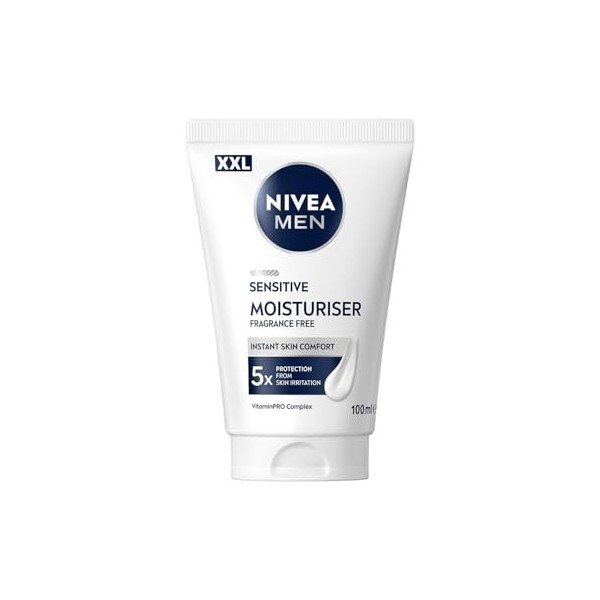 NIVEA MEN - Crème Hydratante Visage Quotidienne - Boost DHydratation Immédiat - Peau Sensible - Format XXL - Sans Parfum - C