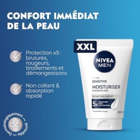 NIVEA MEN - Crème Hydratante Visage Quotidienne - Boost DHydratation Immédiat - Peau Sensible - Format XXL - Sans Parfum - C
