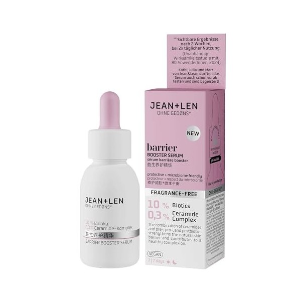 Jean & Len Barrier Booster Serum, idéal pour tous les types de peau, soutient le microbiome de la peau, visiblement moins de