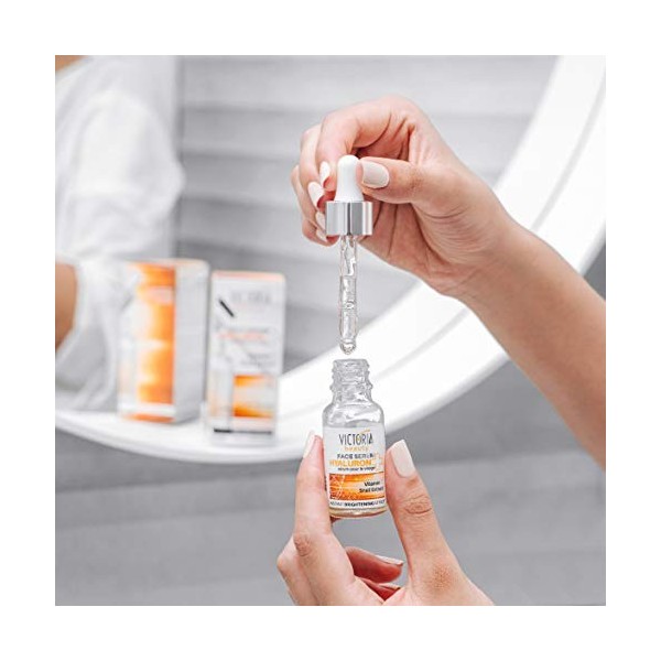 Victoria Beauty Sérum hyaluronique hautement dosé avec vitamine C, sérum anti-âge à lacide hyaluronique avec bave descargot
