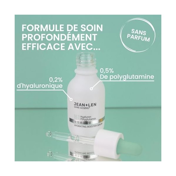 Jean & Len Hydrating Booster Serum, idéal pour tous les types de peau, hydratation en profondeur pendant 24h, sérum visage lé