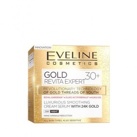 Eveline Cosmetics Gold Revita Expert du sérum de crème lissée avec 24 km, pour jour et nuit, 30+, 50 ml