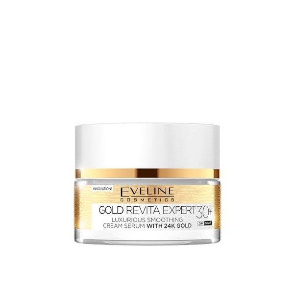 Eveline Cosmetics Gold Revita Expert du sérum de crème lissée avec 24 km, pour jour et nuit, 30+, 50 ml