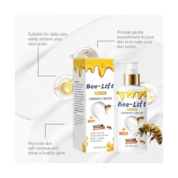 Crème raffermissante au venin dabeille - Crème douce, nourrissante, hydratante et amincissante pour les ridules