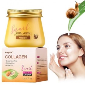 Crème de Collagène à l’Extrait d’Escargot, Crème De Collagène, 80g Crema Anti-Rides Hydratante Visage, Améliore l’Élasticité,