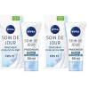 NIVEA Soin De Jour 24H Hydratant Nourrissant FPS15 2 x 50 ml , crème hydratante visage enrichie en beurre de karité, soin vi ...