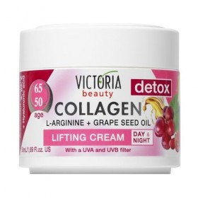 Victoria Beauty Crème au collagène, crème raffermissante pour le visage à lhuile de pépins de raisin, niacinamide, L-arginin