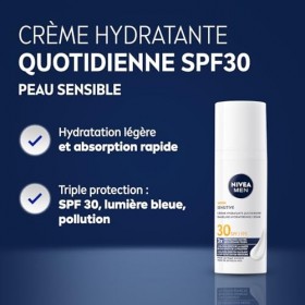 NIVEA MEN - Crème Hydratante Visage Quotidienne FPS 30 - Protection UVA/UVB, Lumière Bleue & Pollution - Boost DHydratation 