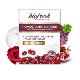 Biofresh cosmetics Via Natural crème de jour hyaluron - filler à lhuile de grenade et de rose,resvératrol,anti-âge,day cream