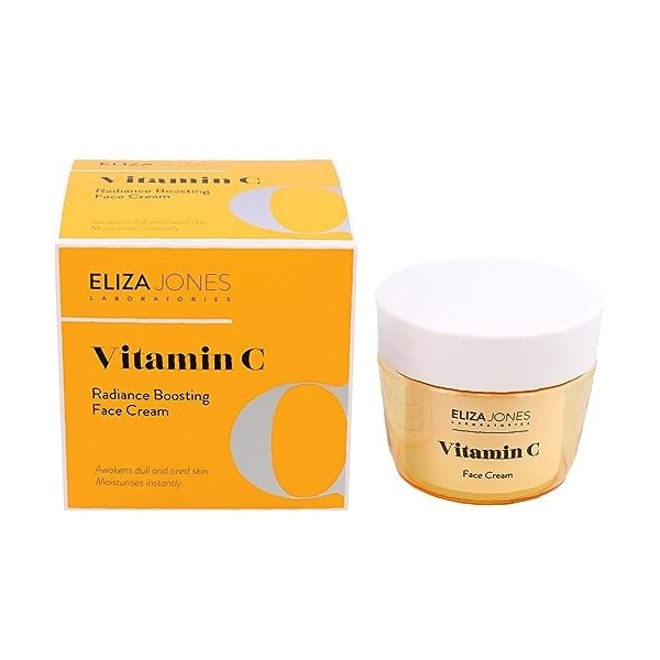 Eliza Jones Crème de jour pour le visage 50 ml, hydratation intense, prévention des rides et effet de peau éclatant vitamine