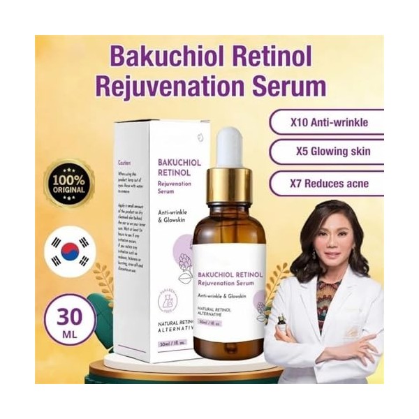 Venature Bakuchiol Sérum rajeunissant au rétinol, sérum coréen au rétinol coréen, sérum facial naturel pour soins de la peau 