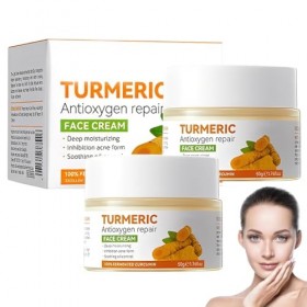 NHPY 2 Pièces Crème Éclaircissant Curcuma Visage, Hydratante, Anti-Rides, Crème Anti-âge Curcuma, Crème Réparatrice Visage, 5