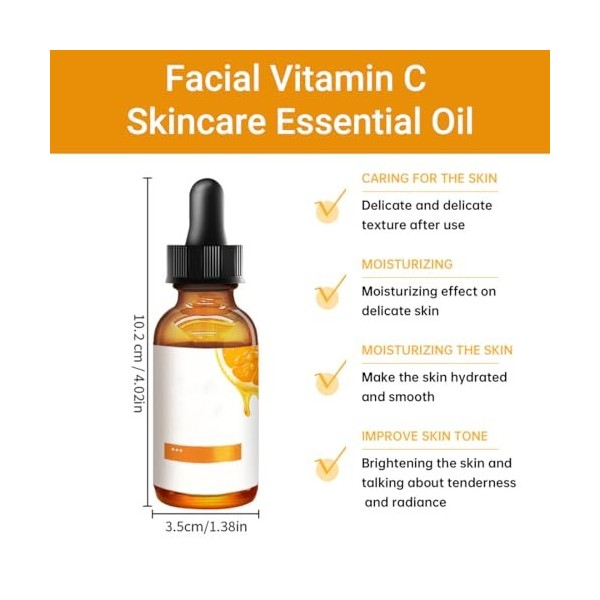 LuLiyLdJ VC SqualaneSérum Anti-Taches Brunes - Soin Visage Enrichi en Vitamine C, Acide Salicylique et Niacinamide - Pour Tou