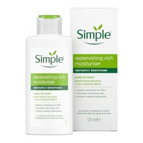 Simple Kind to Skin Replenishing UK’s 1 facial skin care brand* Rich Moisturiser for 12-hour moisturisation 125 ml