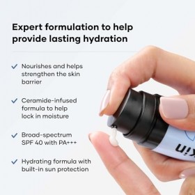 Cureskin Crème hydratante visage aux céramides SPF 40 PA+++ réparatrice de la barrière cutanée pour hommes et femmes, Crème a