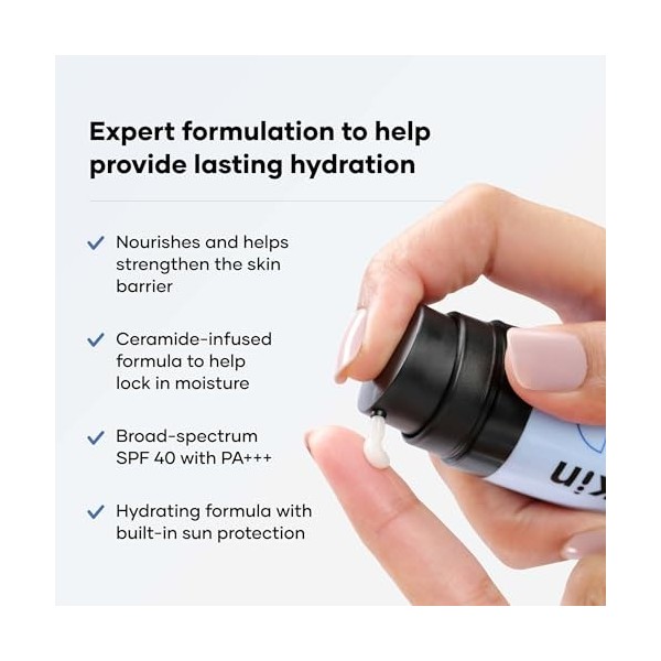 Cureskin Crème hydratante visage aux céramides SPF 40 PA+++ réparatrice de la barrière cutanée pour hommes et femmes, Crème a