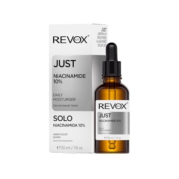 REVOX B77 - Just Niacinamide 10%, 30 ml, Sérum Visage et Cou Hydratant, Réduit les Imperfections et Taches Brunes, Améliore l