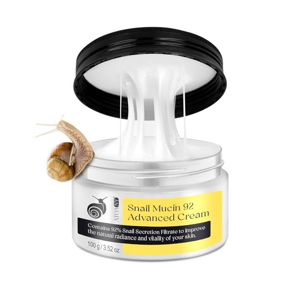 Snail Mucin Hydratant – Sérum à la mucine descargot, hydratant pour le visage avec essence avancée descargot 92 mucine, crè