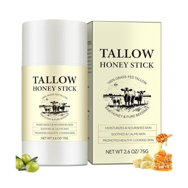 Tallow Creme – 100 % sébum nourri à lherbe + miel sauvage brut | Crème au bœuf Tallow Tallow Naturals | Crème au miel de bœu