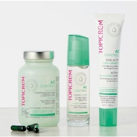 Topicrem - Soin Équilibrant AC CONTROL - Soin Anti Imperfections et Régulateur de Sébum - Peaux Sensibles Mixtes à Grasses, T