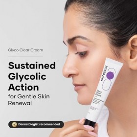 Cureskin Crème Glyco Clear, Crème réparatrice à libération prolongée, Acide glycolique, acides aminés et prébiotiques Crème J...