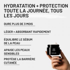 ZOUSZ Black Oud Creme hydratante visage pour homme – Soin apaisant à l’aloe vera et acide hyaluronique – Crème quotidienne re...