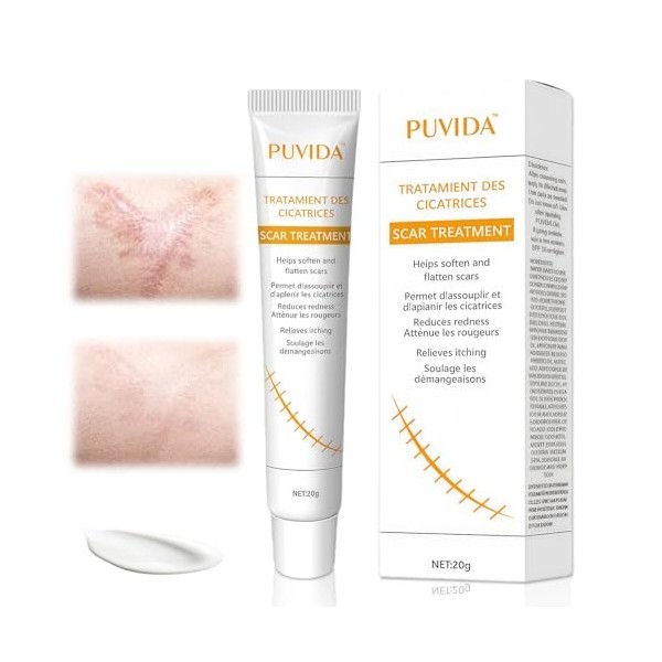 20g Crème pour Cicatrices,Crème de Soin pour la Peau,crème hydratante pour peaux irrégulières,Soin Réparateur,Texture légère,