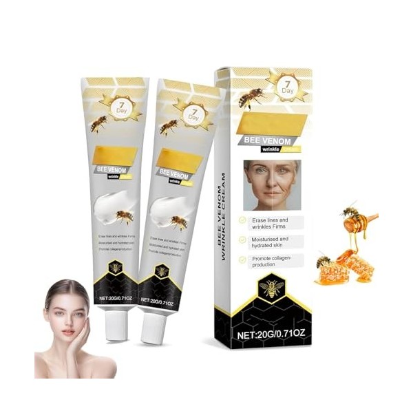 Crème Anti-Rides au Venin Dabeille,40ML Bee Venom Repair Creme pour Hommes et Femmes,Crème Hydratante pour Visage et le Cou,