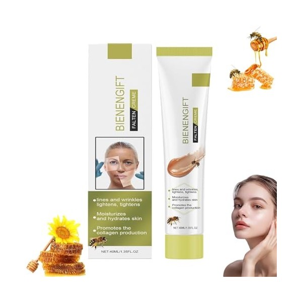 Crème Anti-Rides au Venin Dabeille,40ML Bee Venom Repair Creme pour Hommes et Femmes,Crème Hydratante pour Visage et le Cou,