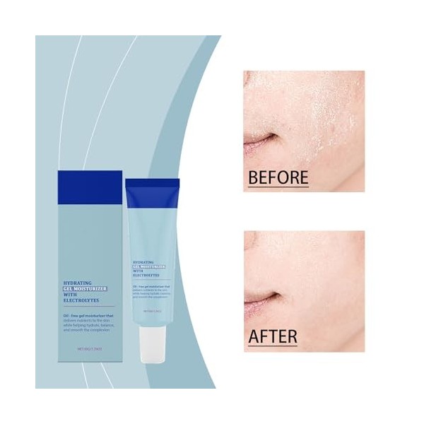 Gel pour le visage hydratant, soin hydratant nourrissant, gel hydratant léger avec électrolytes pour une peau équilibrée, soi