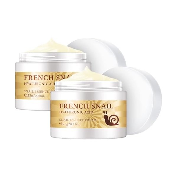 French Snail Repair Cream, Snail Extract Secretion Hyaluronic Acid Moisture Facial Cream, Snail Serum Mask for Natural Skin C...