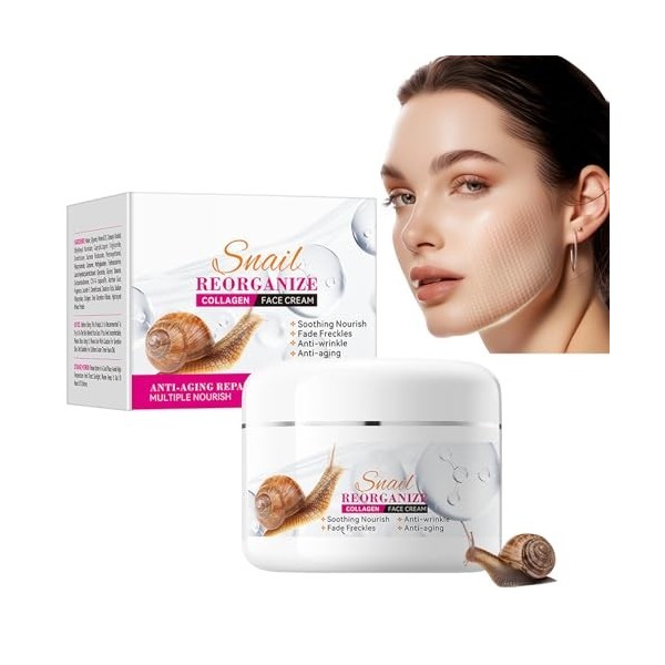 100g Crème de Collagène à l’Extrait d’Escargot,Crème De Collagène,Creme Hydratante Visage,Creme Anti Ride,Améliore l’Élastici
