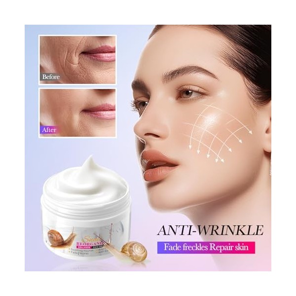 100g Crème de Collagène à l’Extrait d’Escargot,Crème De Collagène,Creme Hydratante Visage,Creme Anti Ride,Améliore l’Élastici