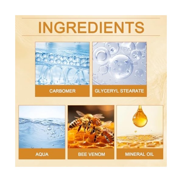 Toivize 3pcs Crème Anti-Rides au Venin dAbeille, Bee Venom Crème Hydratante et Raffermissante Visage et Cou, Soin Anti-Âge p