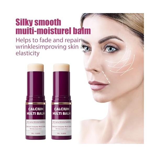 Baume anti-âge au calcium, bâton réparateur de rides au collagène, baume hydratant en profondeur et raffermissant pour les ye...