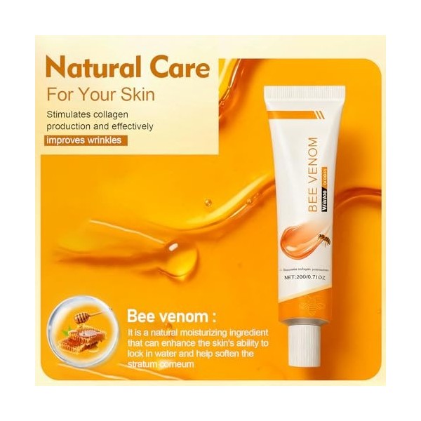 Crème Anti-Rides au Venin d’Abeille,Soin Visage et Cou,Crème Hydratante Raffermissante Anti-Âge pour Femme et Homme,C-rème A-