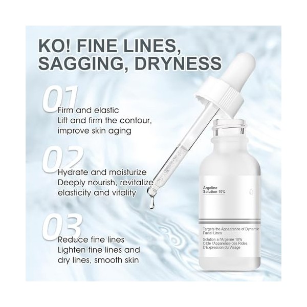 Argeline Solution 10%, Serum Acide Hyaluronique, Serum Hydratant Visage, serum Visage Anti Age, Hydratant, Soothing Pore Cont