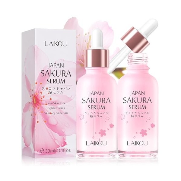 LAIKOU Sérum Visage Hydratant, 2 Pièces 30ml Sérum Hydratant Visage Essence, pour Tous Types de Peaux, Efficace Sur Taches Br...