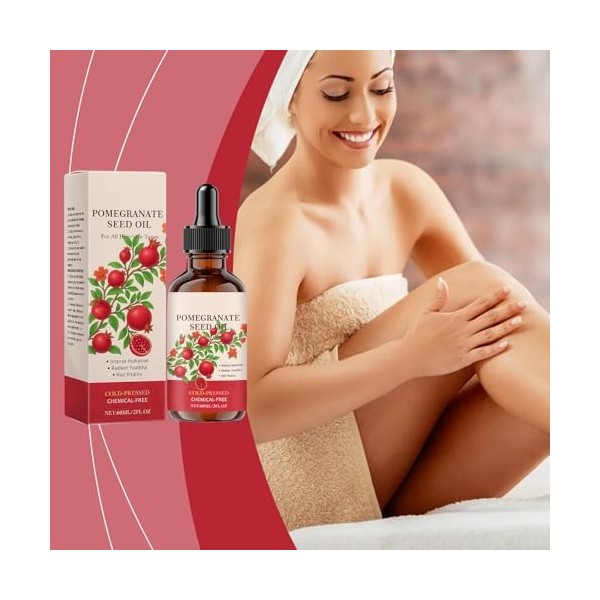 Huile Pépins Grenade,Huile Pépins Grenade Pressée À Froid Bio,Sans Ingrédients Chimiques Arôme Agréable,Soin Peau Des Cheveux