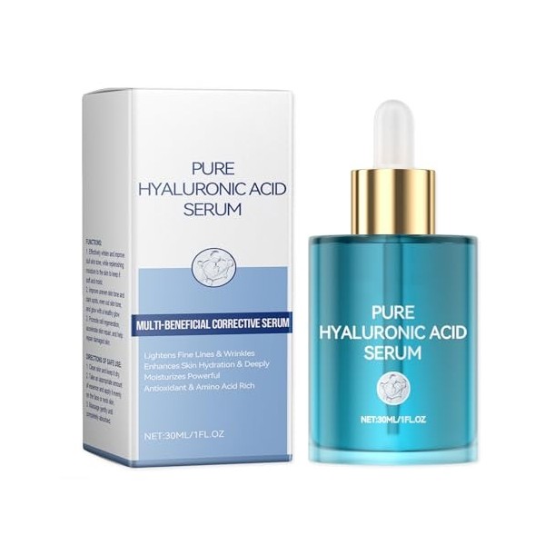 Hyaluronique 2% serum visage, sérum visage éclaircissant, soin pour la peau terne Réduit Pores Dilatés Visage