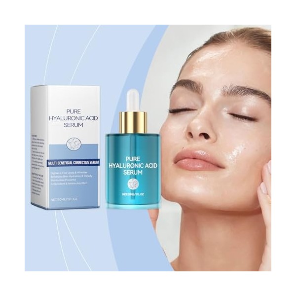 Hyaluronique 2% serum visage, sérum visage éclaircissant, soin pour la peau terne Réduit Pores Dilatés Visage