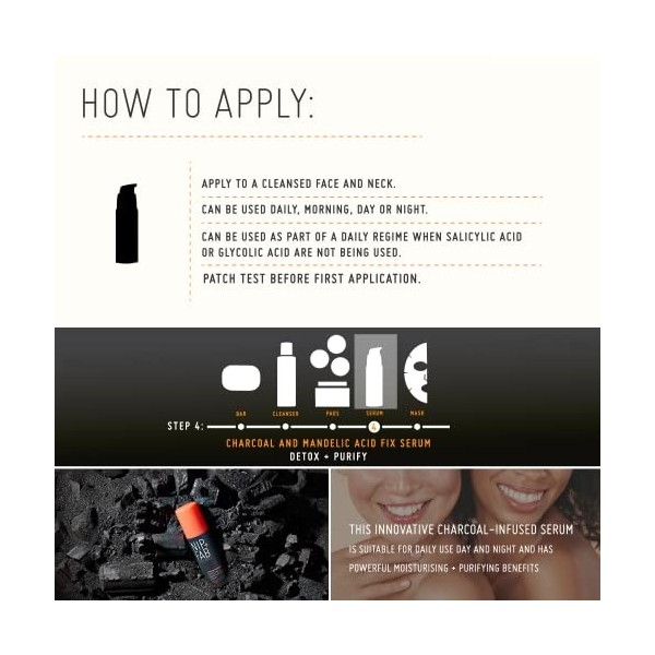 Nip + Fab Charcoal and Mandelic Acid Fix | Sérum au Charbon Actif et à lAcide Mandélique | Beurre de Cacao | Sérum Hydratant